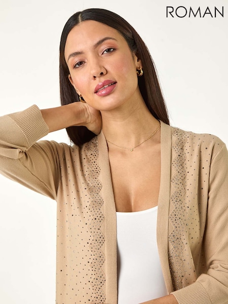Roman Natural Sparkle Hotfix Knit Shrug (F92257) | £42