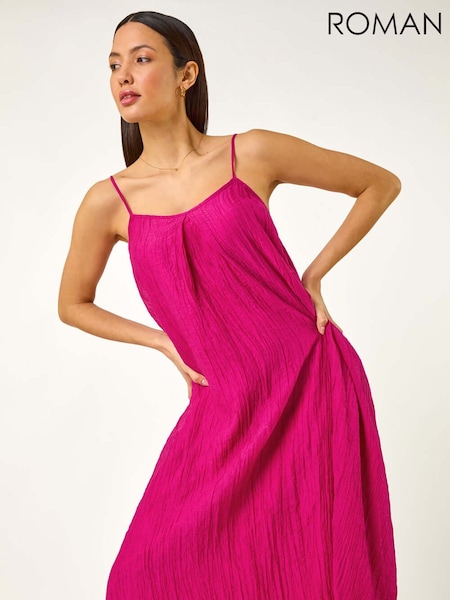 Roman Pink Textured Pleat Midi Dress (F92265) | £42