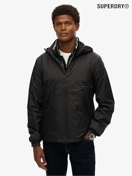 Superdry Black Hooded Logo Windbreaker Jacket (F92280) | £75