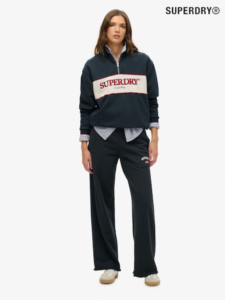 Superdry Blue Athletic Essentials Wide Leg 100% Cotton Joggers (F92288) | £45