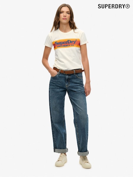 Superdry White Venue Outdoors Fitted 100% Cotton T-Shirt (F92292) | £27
