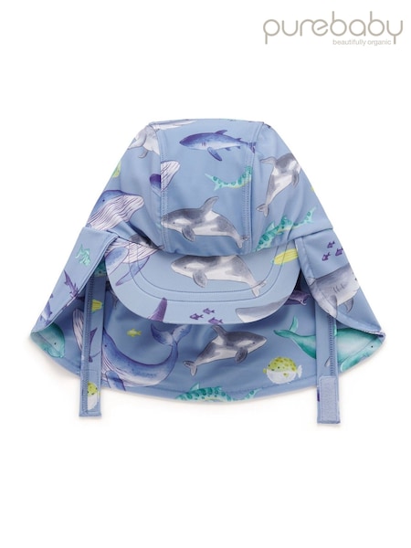 Purebaby Blue Shark Print Legionaires Swim Hat (F92312) | £18