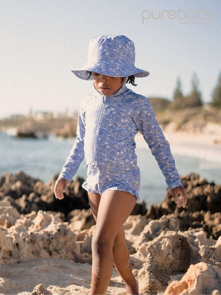 Purebaby Blue Floral Long Sleeve Swimsuit (F92314) | £28