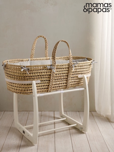 Mamas & Papas Grey Welcome To The World Elephant Moses Basket (F92370) | £89