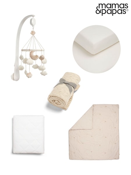 Mamas & Papas Cream Welcome To The World 5 Piece Nursery Bundle Cloud (F92402) | £177