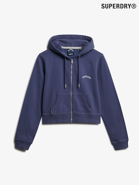 Superdry Blue Essential Logo Cropped Zip Hoodie (F92457) | £50