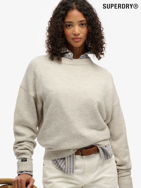 Superdry Natural Slouchy Crew Neck Jumper (F92462) | £50