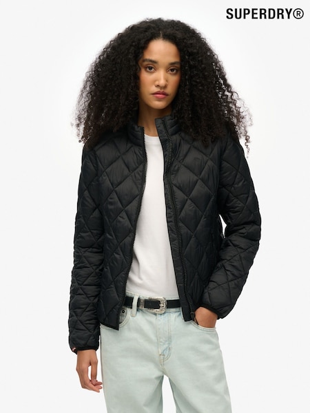 Superdry Black Diamond Quilt Fuji Lite 100% Cotton Jacket (F92469) | £85