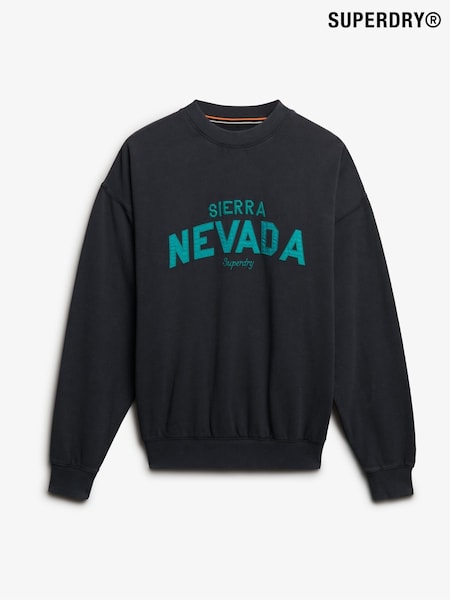 Superdry Black Outdoor Location Loose Crew Sweatshirt (F92474) | £45