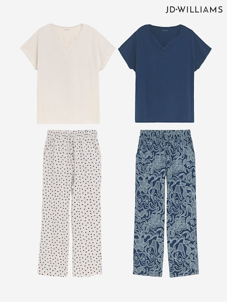 JD Williams Blue Cotton Pyjamas Set 2 Pack (F92520) | £38