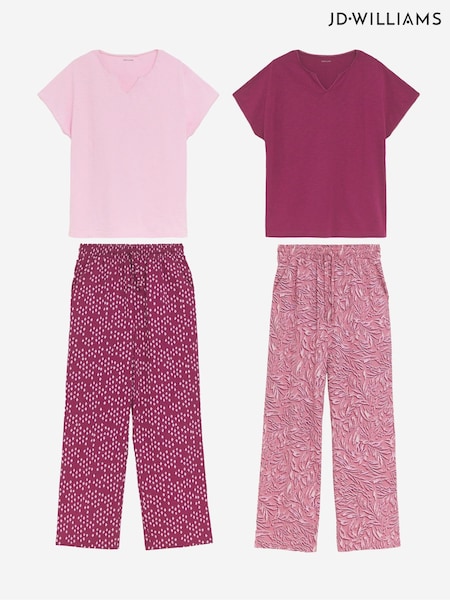JD Williams Pink Cotton Pyjamas Set 2 Pack (F92521) | £38