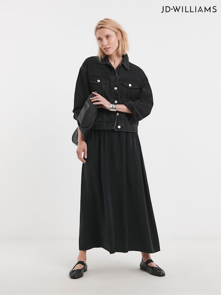 JD Williams Black Laundered Full Maxi Skirt (F92529) | £45
