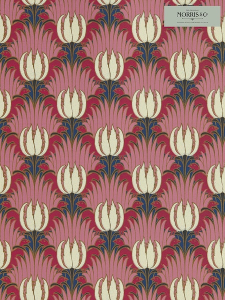 Morris & Co Amaranth Blush Tulip & Bird Bedford Park Wallpaper (F92561) | £132