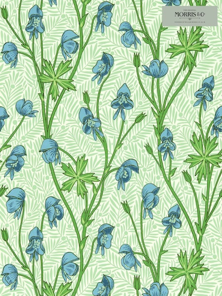 Morris & Co Cobalt Goblin Green Monkshood Bedford Park Wallpaper (F92571) | £132