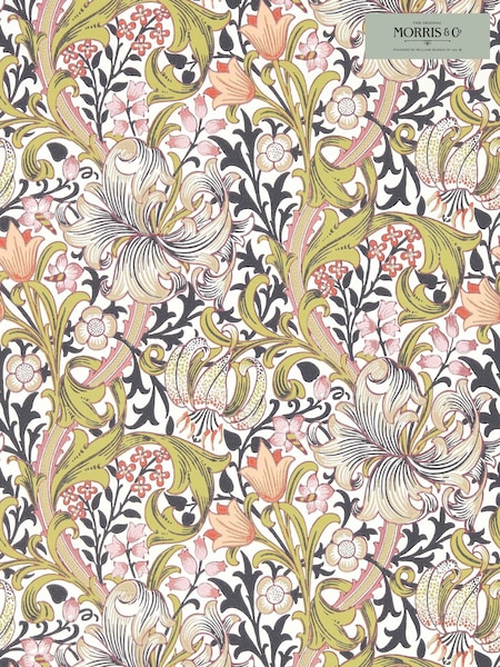 Morris & Co Espresso Golden Lily Bedford Park Wallpaper (F92583) | £150