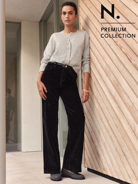 Black Flocked N. Premium Wide Leg Jeans (F92604) | £42