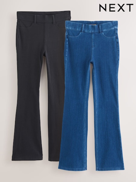 Blue/Black Full Length Jersey Denim Bootcut Leggings 2 Pack (F92640) | £46