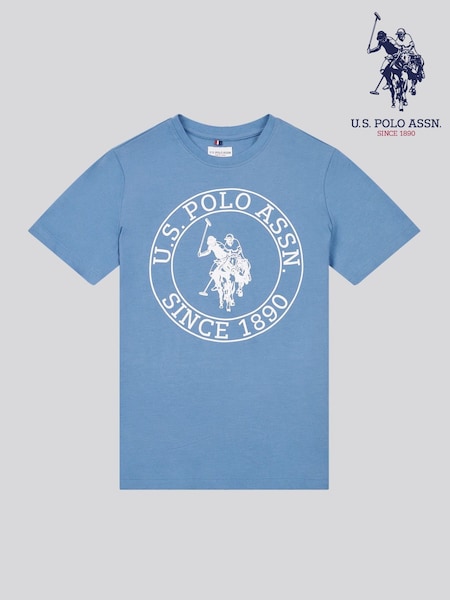 U.S. Polo Assn. Blue Boys 100% Cotton Circle Print T-Shirt (F92738) | £20 - £24