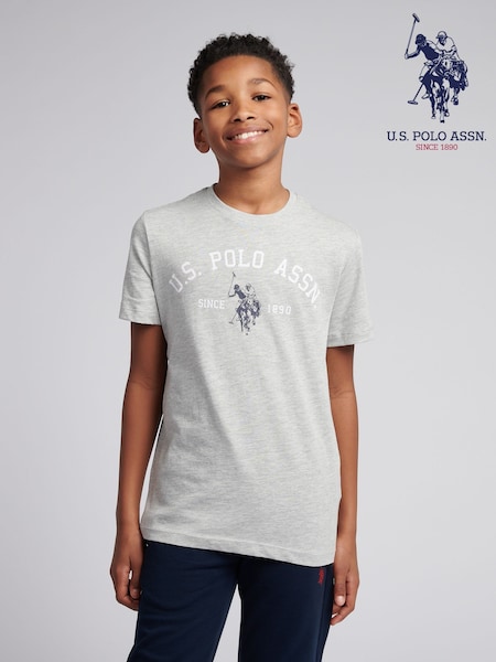 U.S. Polo Assn. Grey Boys 100% Cotton Signature Arch Print T-Shirt (F92742) | £20 - £24