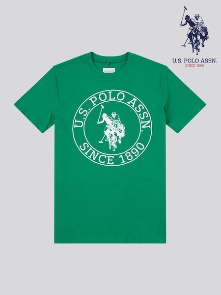 U.S. Polo Assn. Green Boys 100% Cotton Circle Print T-Shirt (F92744) | £20 - £24