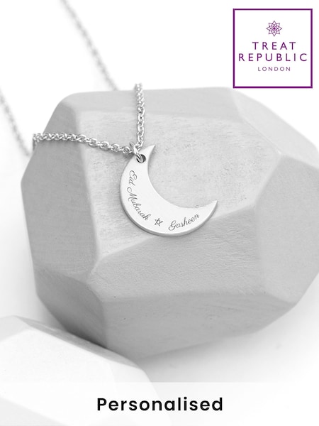 Personalised Eid Mubarak Crescent Moon Necklace by Treat Republic (F92793) | £25