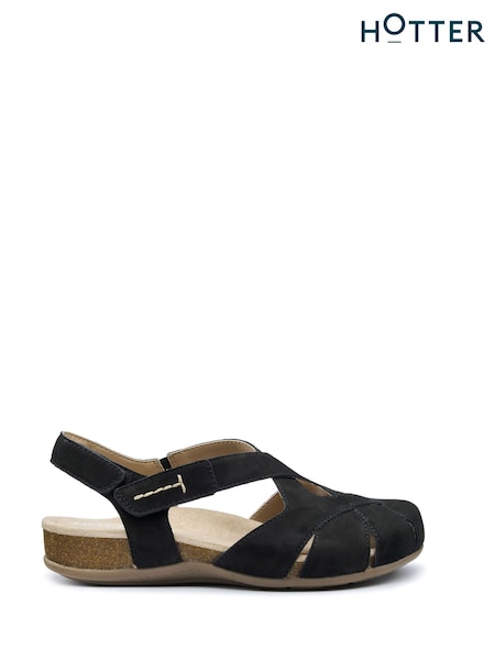 Hotter Black Regular Fit Catskill II Touch-Fastening Sandals (F92806) | £89