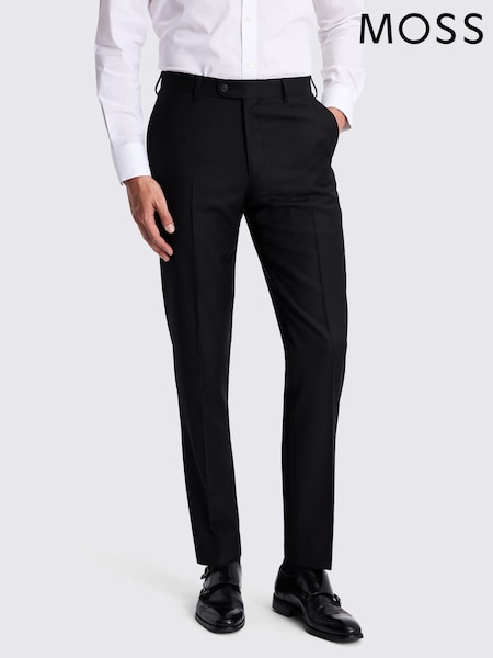 MOSS Black Tailored Fit Black Twill Trousers (F92830) | £140