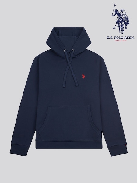 U.S. Polo Assn. Blue Mens Double Horsemen Loopback Hoodie (F92845) | £65