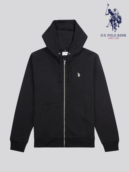 U.S. Polo Assn. Black Mens Double Horsemen Loopback Zip Hoodie (F92854) | £70