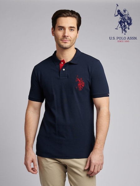 U.S. Polo Assn. Navy Blue Large Mens Player Pique Polo Shirt (F92871) | £55