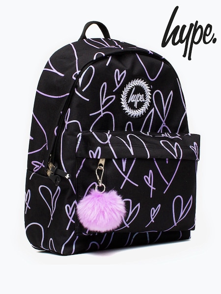 Hype. Girls Purple Glitter Scribble Hearts Iconic Backpack (F92879) | £30