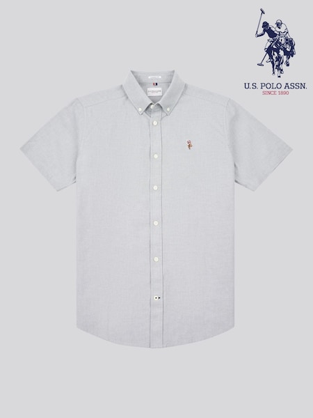 U.S. Polo Assn. Grey Mens 100% Cotton Short Sleeve Oxford Shirt (F92880) | £60