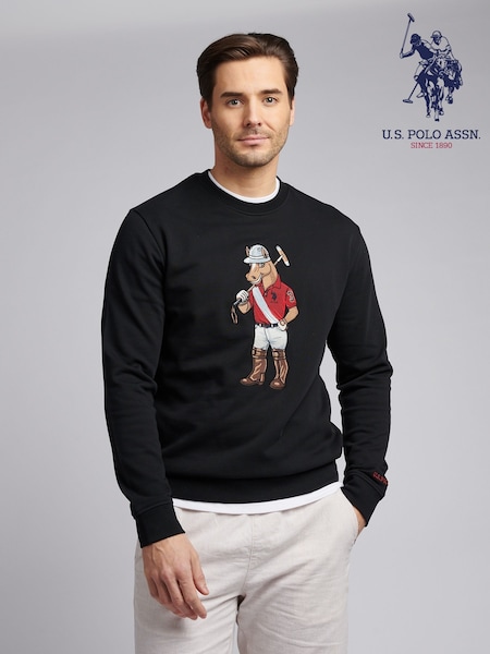 U.S. Polo Assn. Black Mens Chuck Loopback Crew 100% Cotton Sweatshirt (F92881) | £70