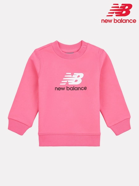 New Balance Pink Kids Stacked Logo Crew Sweatshirt (F92902) | £35