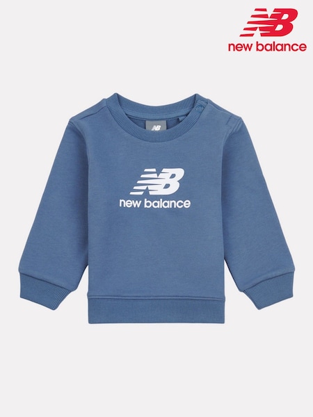 New Balance Blue Kids Stacked Logo Crew Sweatshirt (F92904) | £35