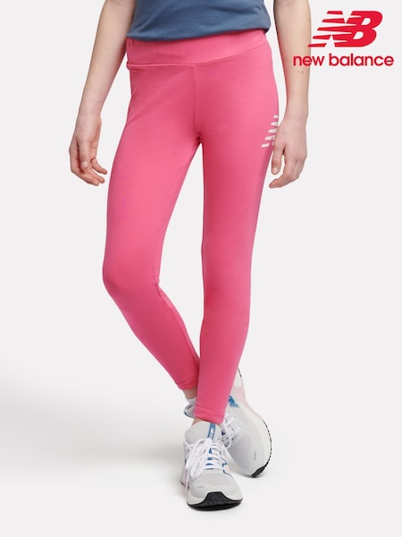 New Balance Pink Kids Stacked Logo Leggings (F92912) | £28 - £34