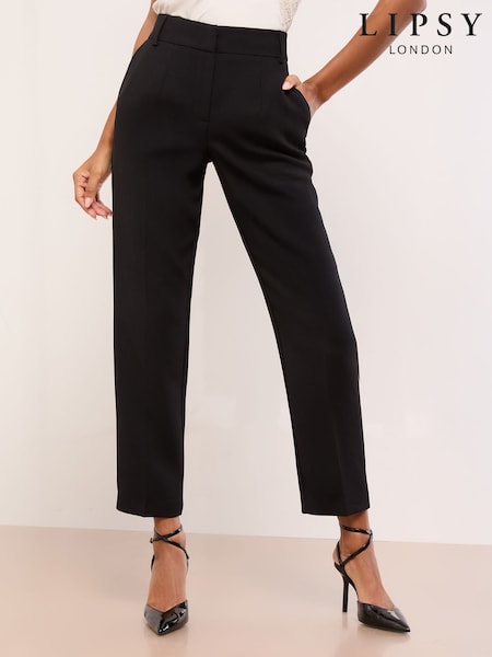 Lipsy Black Stab Stitch Detail Tapered Trousers (F92933) | £38