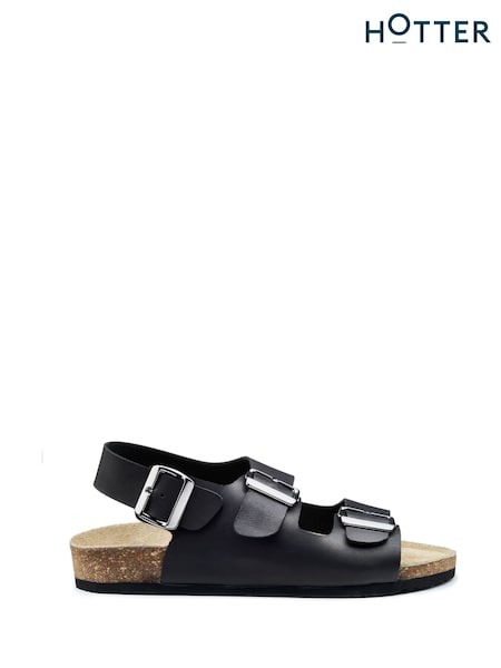 Hotter Black Regular Fit Broadwalk Buckle Sandals (F92970) | £85