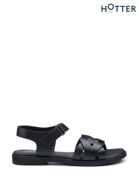 Hotter Black Regular Fit Aurora Touch-Fastening Sandals (F92984) | £59