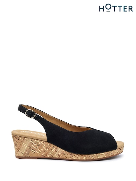 Hotter Black Regular Fit Atlantic Buckle Sandals (F93007) | £69