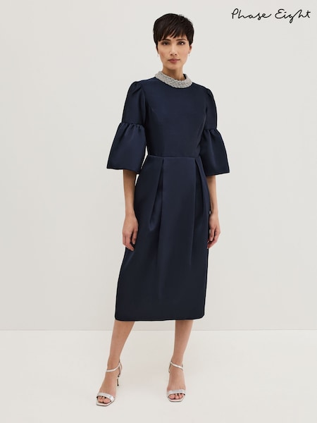 Phase Eight Blue Audrey Midi Dress (F93038) | £269