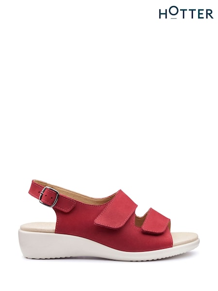 Hotter Red Wide Fit Easy II Touch-Fastening Sandals (F93074) | £79