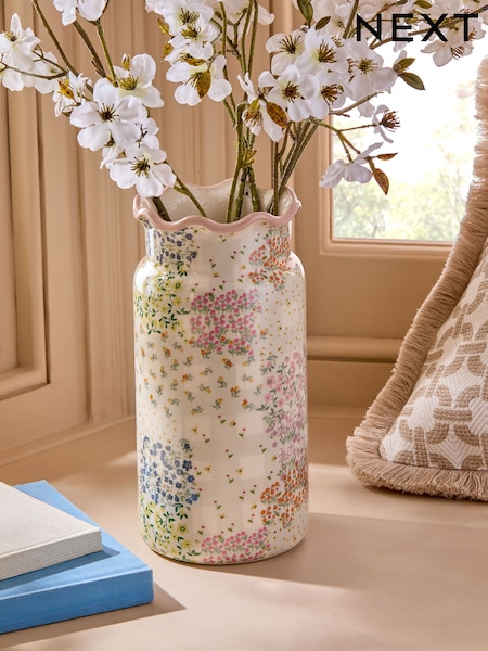 Pastel Patchwork Spring Floral Ceramic Vase (F93096) | £26
