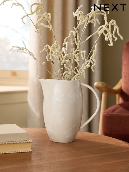 Pink/White Floral Ceramic Jug Vase (F93110) | £28