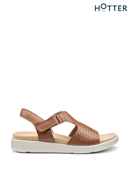 Hotter Brown Regular Fit Marbella Touch Fastening Sandals (F93128) | £79