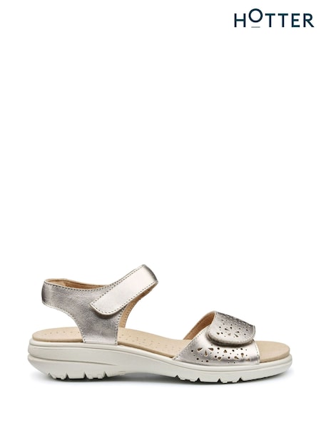 Hotter Gold Wide Fit Leah II Touch-Fastening Sandals (F93129) | £75