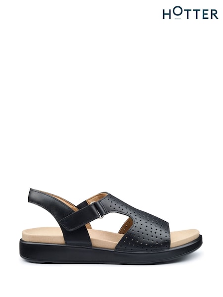 Hotter Black Wide Fit Marbella Touch-Fastening Sandals (F93160) | £79