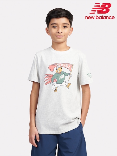 New Balance Grey Kids Mascot Athletics 100% Cotton T-Shirt (F93180) | £25 - £30