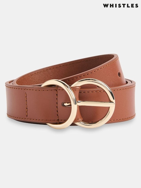 Whistles Brown Double Ring Buckle Belt (F93190) | £55