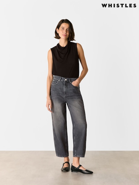 Whistles Grey Authentic Barrel Leg 100% Cotton Jeans (F93193) | £95